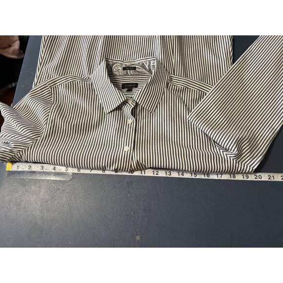 Talbots Wrinkle Resistant Striped Button-Down Shirt Sz 8 Paisley Cuff Travel - Picture 4 of 9